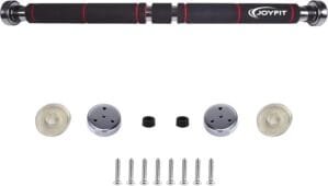 Home Exercise Workout Bar|Door Safety Cap with Perfect Door Frame Fit|Chin up Bar with Easy Installation|Extra Density Long Foam Grips for Upper & Lower Body Exercises for Men & Women (Black)