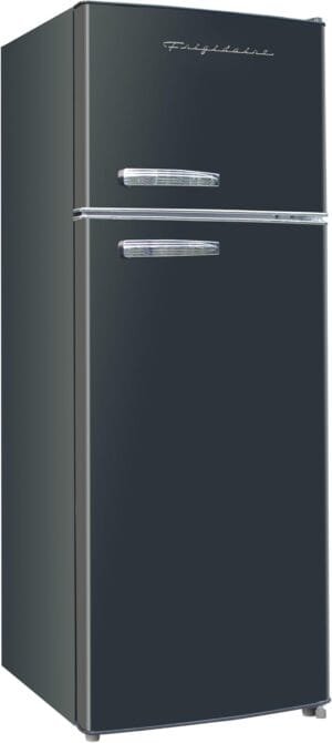 Frigidaire EFR753 Retro Apartment Size Refrigerator with Top Freezer – 2 Door Fridge with 7.5 Cu Ft of Storage Capacity, Adjustable Spill-Proof Shelves, Door & Crisper Bins, Black