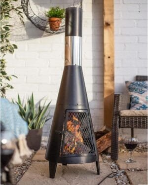 63 inch Tall Chiminea Outdoor Fireplace for Backyard and Patio – Wood Burning Rocket Fire Pit