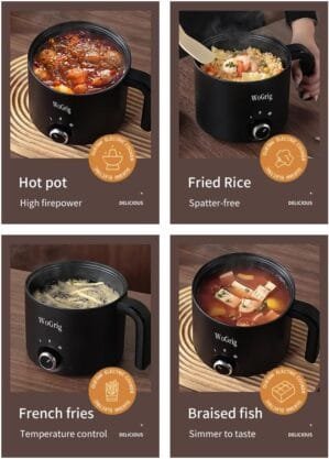 1.8L Electric Hot Pot，Ramen Cooker, Dual power supply Mini Portable Multi-Functional Lazy Pot for Pasta, Noodles, Egg, Soup,Rice，Non-Stick Noodle Cooker with Boil Dry Protection for Dorm, Office (white)