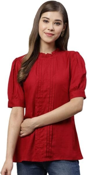 Yash Gallery Women’s Rayon Dobby Designer Top for Valentine’s Day