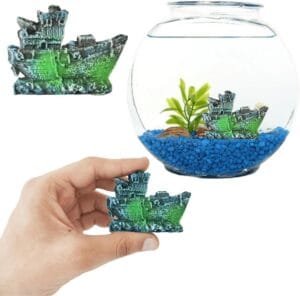 PetzLifeworld Mini Wrecked Ship Aquarium Nano and Bowl Decoration Toy | Minature Decoration Toy |Realistic Natural Look| Resin Material | No Fade Out (Buy 1 Get 1 Free (2 Pcs))