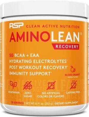 RSP AminoLean Recovery – Post Workout BCAAs Amino Acids Supplement + Electrolytes, BCAAs and EAAs for Hydration Boost, Immunity Support – Muscle Recovery Drink, Vegan Aminos, Blood Orange…