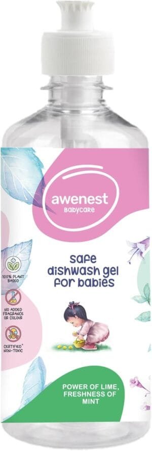 awenest Baby Natural Bottle Cleaning Liquid and Baby Dishwash, Fragrance Free, Plant-based, Allergen Free, Certified Toxin-free, for Feeding Bottles, Pump Parts, toys and more – 100% Sulphate-free