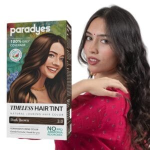 Paradyes Mini Dark Brown Timeless Hair Tint, Permanent Crème Hair Colour for Natural-Looking Results, Complete Grey Coverage, Formula Free from PPD, Ammonia, & Resorcinol, 3.0 Dark Brown