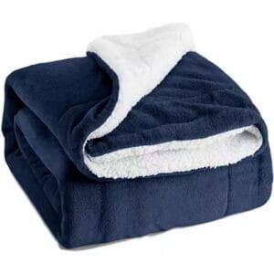 New Born Baby Blankets All Season Fluffy 2 Layered Ac Wrapping Sheet Flannel and Sherpa Blanket for Baby Boys and Baby Girls, Toddlers 130 cm X 105 cm, (3 24 Months) Navy Blue