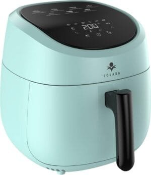 SOLARA Xtra Large Digital Air Fryer for Home Kitchen with 8 Preset Modes and Cooking Basket Mobile App with 100+ Recipes eBook and Videos Aqua Xtra Large (5.5L)