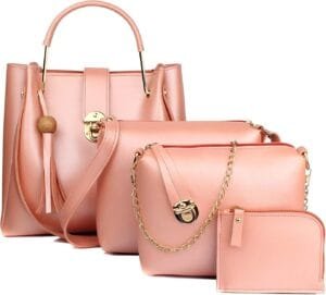 Mammon Women’s Handbag (Set of 4) (4L-bib-Bpink_Pink)