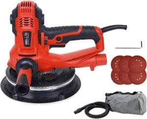 IBELL Dry Wall Sander DS80-90, 800W, Copper Armature, 1200-2300RPM, Variable Speed Control, Switch Lock Feature, 8 Hole vacuum and LED light