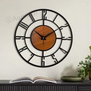 Metal Wall Clock for Living Room, Bedroom, Hall, Kitchen, Office Numeral Designer Modern Wall Watch for Home Decor Decorative Big Size Clock 40 Cm Black Brown