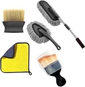 5 PCS Combo Microfiber Brush Car Duster Kit Interior & Exterior Car Cleaning Detailing Tool Scratch & Lint Free, Dusting Mop,Removing Duster Perfect Brush for Cars, Bike,Trucks (Car Duster)