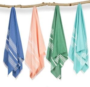 MUSH 100% Rayon derived from Bamboo Light Weight Turkish Style Towels: Ultra Soft, Super Absorbent, Bath Towel for Home & Travel (Large, Navy, Peach, Dk. Green, Aqua)