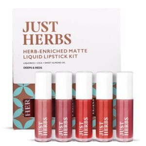 Organic Liquid Lipstick Kit Set of 5, Hydrating & Lightweight Lip Color – Paraben & Silicon Free – 1.6 fl oz. (Deeps & Reds)