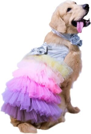 Dog Dress with Lovely Bow Puppy Dress Pet Apparel Dog Clothes for Small and Large Dogs and Cats XXL Multi Colored
