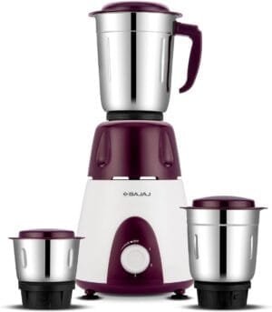 Bajaj Rex Mixer Grinder 500W|Mixie For Kitchen With Nutri-Pro Features|3 SS Mixer Jars For Heavy Duty Grinding|Adjustable Speed Control|Multifunctional Blade System|2 Year Warranty By Bajaj|Purple
