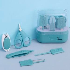 Stylo Teddy New Born Baby 5 in1 Nail Grooming Kit for Baby Manicure Set with Kids Nail Cutter,Tweezer, Nail Filer, Ear Pick, and Scissors(Blue)