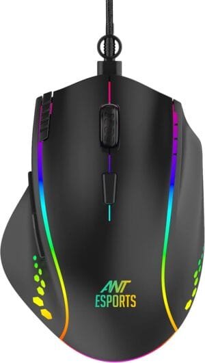 GM600 RGB Wired Programmable Gaming Mouse 7200 DPI Optical Sensor HUANO Mouse Switches 7-Button Design with Macros Support