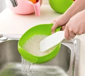 Water Strainer or Washer Bowl for Rice Vegetable & Fruits (Rice Bowl) (Pack of 1, Green)