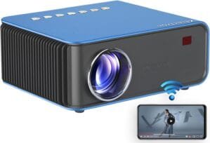 XElectron WiFi S2 Mini Projector Full HD 1080P, 7000 Lumen Portable projector Compatible with iOS/Android/Tablet/PC/TV Stick/USB | 150 inch Display with HDMI, AV, USB, Audio Out Ports (T4, Blue)
