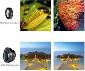 MAXXOX Mobile Camera Lens, 0.45X Super Wide Angle Lens, 15X Macro Lens, Clip-On 2 in 1 Professional Kit for TIK Tok, Vlog, YouTube, Reels Compatible with All Smartphones-(Black)