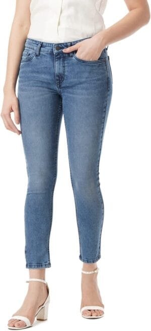 INKD Women’s Airflex Skinny Fit Jeans – Mid-Rise | Cotton Blend | Lightweight | Stretchable Fabric | Classic 5 Pocket Styling