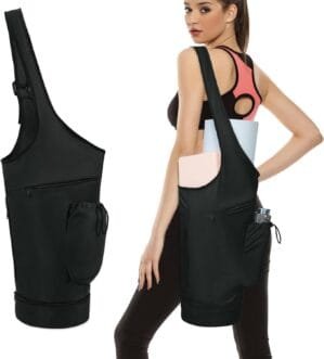 sportsnew Yoga Mat Bag, Large Opening Long Tote Yoga Mat Carrier Holder Bag with Waterproof Wet Pocket and Drawstring Water Bottle Pocket, Adjustable Shoulder Strap Storage Bag, patent pending