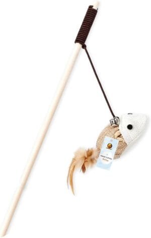 Cat Teaser Playing Stick & Feather Interactive Teasing Wand Toy (Mouse-Bell)