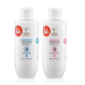 GLOBAL AMAZON SECRETS Combo of 2 Brazilian Keratin Shampoo and Keratin Conditioner C|, Sulfate Free/Professional Smoother-Shinier Damage free Hair | Sulfate Free Moisturizing 200 Ml each