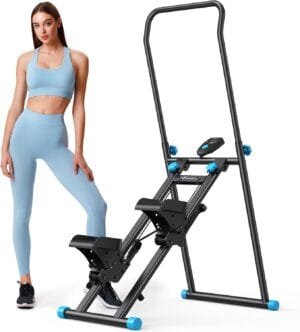 MERACH Stair Stepper for Home Gym Exercise, New Version Vertical Climber Machine for Full-Body Workout, Compact Folding Cardio Exercise Climber with Extended Step Range, Adjustable Handlebar & Pedals