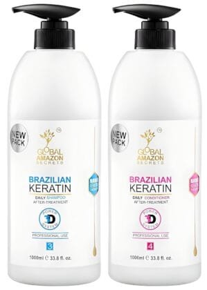 Global amazon secrets brazilian keratin sulphate free shampoo and conditioner combo 1000ml each | frizz-free shiny hairs (pack of 2)