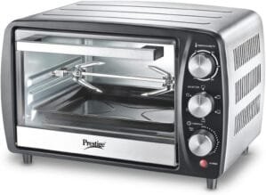 Prestige POTG 16 SS R Oven Toaster Griller with Rotisserie Function 16L, Silver & Black