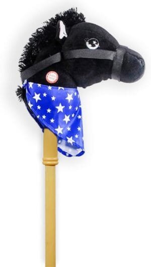 PonyLand: Music Stick Animal – Black Horse – Music Button, Sturdy Two-Piece Stick W/Colorful Soft Plush Animal Head, Pretend Play Toy, Kids Ages 3+