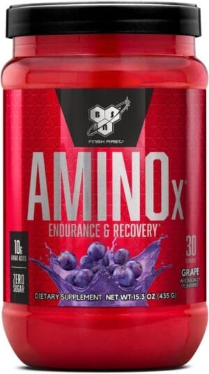 BSN Amino X Muscle Recovery & Endurance Powder with BCAAs, Intra Workout Support, 10 Grams of Amino Acids, Keto Friendly, Caffeine Free, Flavor: Grape, 30 Servings (Packaging May Vary)