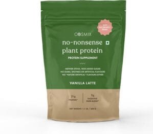 No-Nonsense Plant Protein, 21g Organic Brown Rice & Pea Isolate, Plant Based, Vegan, Gluten/Dairy Free, Sugar Free, Vanilla Latte, 1.1lb (1pk, 13 Servings)