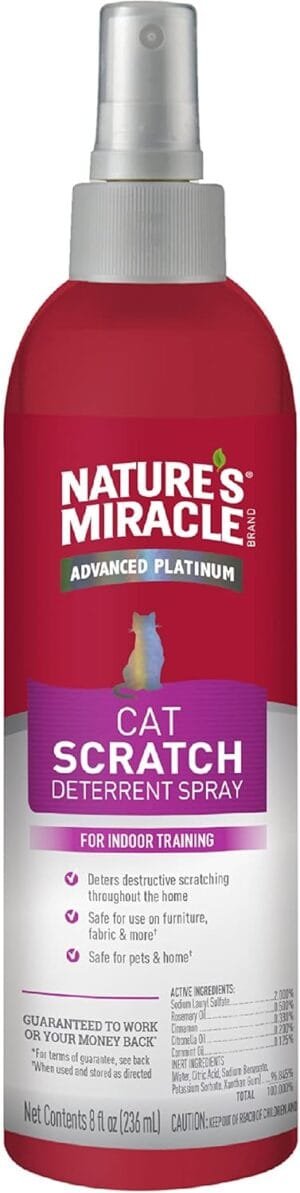 Nature’s Miracle Advanced Platinum Cat Scratch Deterrent Spray, 8 Ounces, Discourages Destructive Scratching