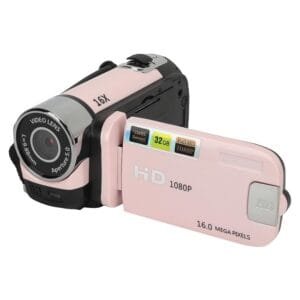 BROLEO D90 1080P 16X Digital Zoom Video Camera Camcorder, 2.4In Lcd Screen 16Mp Digital Camera Recorder 32Gb Vlogging Camera With Fill Light, Hd Video Recording Camcorder (Pink)