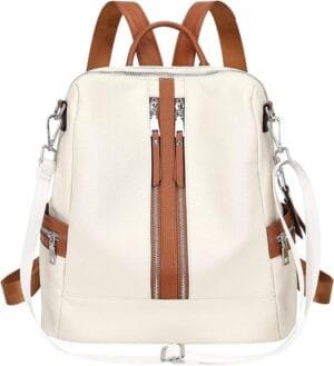 Leather backpacks purse for women, girls college shoulder bags, crossbody handbags with laptop compartment, travel backpacks, messenger bags, wallets & luggage purse, daypacks, Beige, L,
