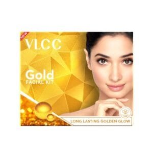 VLCC Gold Facial Kit – Single Use | Salon Like Facial at Home in Just 6-Steps | Includes Cleanser, Scrub, Cream, Face Pack & Moisturizing Gels | 2.12 Oz/60g