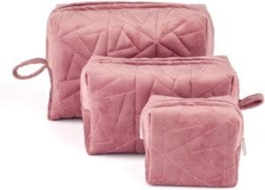 Nestasia Multipurpose Set of 3 Cosmetic Bags for Storage, Travel Kit, Makeup Pouches, Toiletry Bag of Different Sizes, Pink