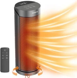 Portable Space Heater for Indoor Use with Remote – QOWETU 70° Oscillating Electric Heater, 17 Inchs, 12H Timer, 1500W Quiet PTC Ceramic Heating with Thermostat, Fast Safety Heat for Home, Bedroom