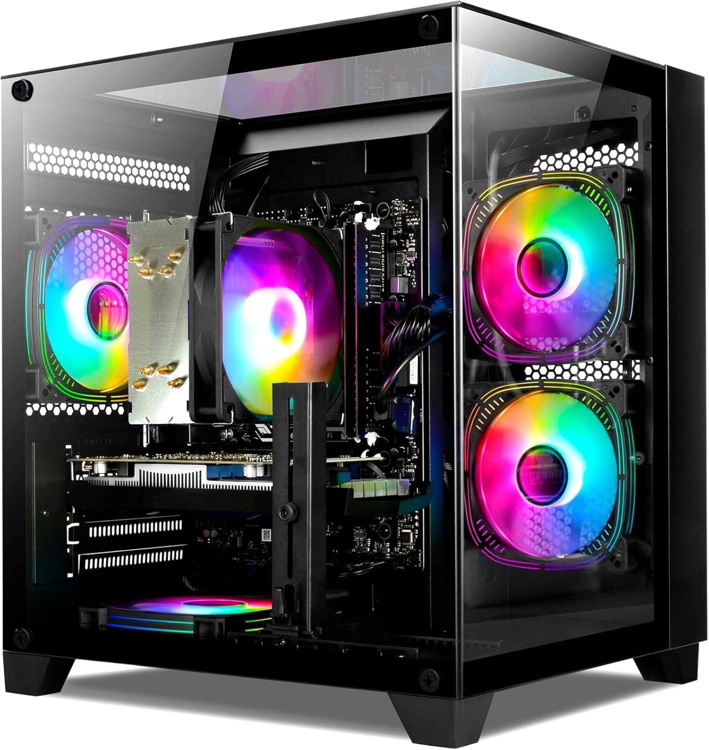 Gaming Desktop Intel Core I5-12400F 6 core 2.5GHz PC Computer, RTX 4060 8G, 32G DDR4 RAM, 1TB NVME SSD, Prebuilt Gaming PC Tower Computer for Home and Office (Black)