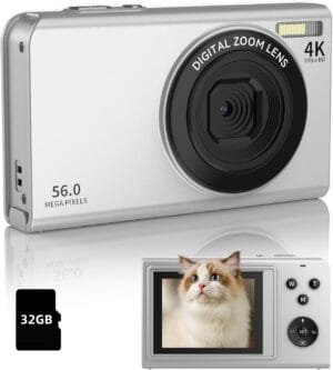 Digital Camera, Focusify Digital Point and Shoot Photography Camera with 56Mp Autofocus Anti-Shake 16X Zoom, 2.8Inch Screen 32GB SD Card for Adults, Kids,Teens, Beginners