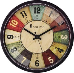 Solimo Amazon Brand 12-inch Wall Clock – Classic Roulette (Silent Movement, Black Frame)