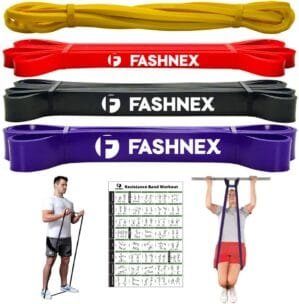 Rubber Resistance Bands, Pull Up Assist Exercise Band, Perfect For Mobility, Body Stretching, Home Workout, Fitness Training Loop Bands For Men & Women (Set of 4 Bands)