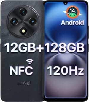 UMIDIGI G100 Unlocked Cell Phone Android 14, 6.9″ HD+ 120Hz,Octa-core 12GB +128GB Expand 1TB,GPS Unlocked Smartphone,6000mAh,50MP Triple Camera,Dual 4G LTE Phone, NFC,AI Face Unlock,OTG,Black