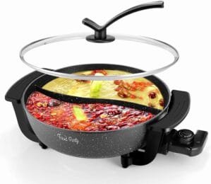 Electric Hot Pot with Divider Hotpot Pot Electric Cooker Shabu Shabu Pot 110V Non-Stick 6L BPA FREE Fondue Chinese Hot Pot