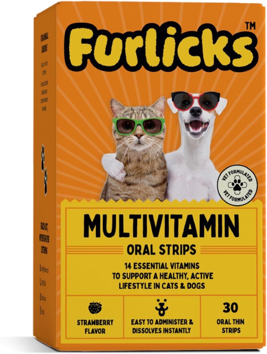 Multivitamin for Dogs & Cats | Vitamins C, K2, B, D, A, Omega, Calcium & Zinc for Growth & Development, Heart, Liver & Joint Health, Performance & Immunity (30 Oral Dissolving Strips)