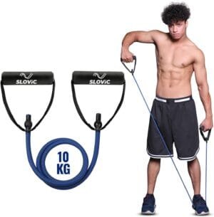 SLOVIC Resistance Tube for Men and Women(Blue 10kg) | Resistance Band Set & Exercise Bands for Workout | Resistance Band for Pull Up | Gym Equipment for Home Workout| Natural and Unbreakable Rubber
