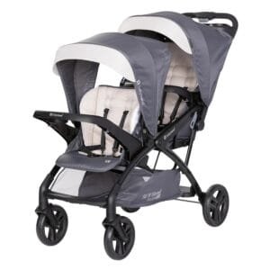 Baby Trend Sit N’ Stand Tandem Double Stroller 2.0 DLX with 5 Point Safety Harness, Shaded Canopy, 2 Cup Holders, and Ample Storage Space, Magnolia