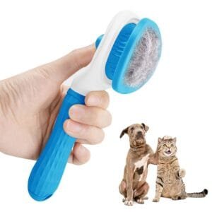 Dog Brush Cat Brush Grooming Comb,Self Cleaning Cat Dog Slicker Brushes,Blue